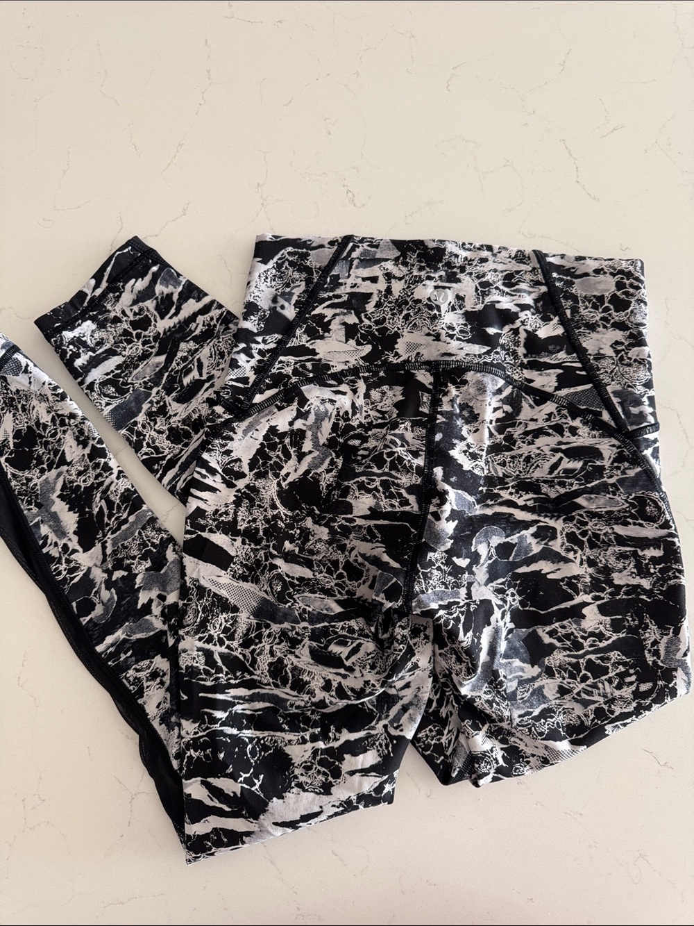 lululemon athletica Black and White Marble Print Leggings